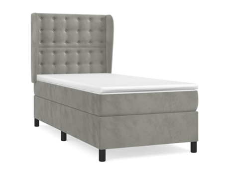 vidaXL Cama con somier y colchón 90x190 cm terciopelo gris claro