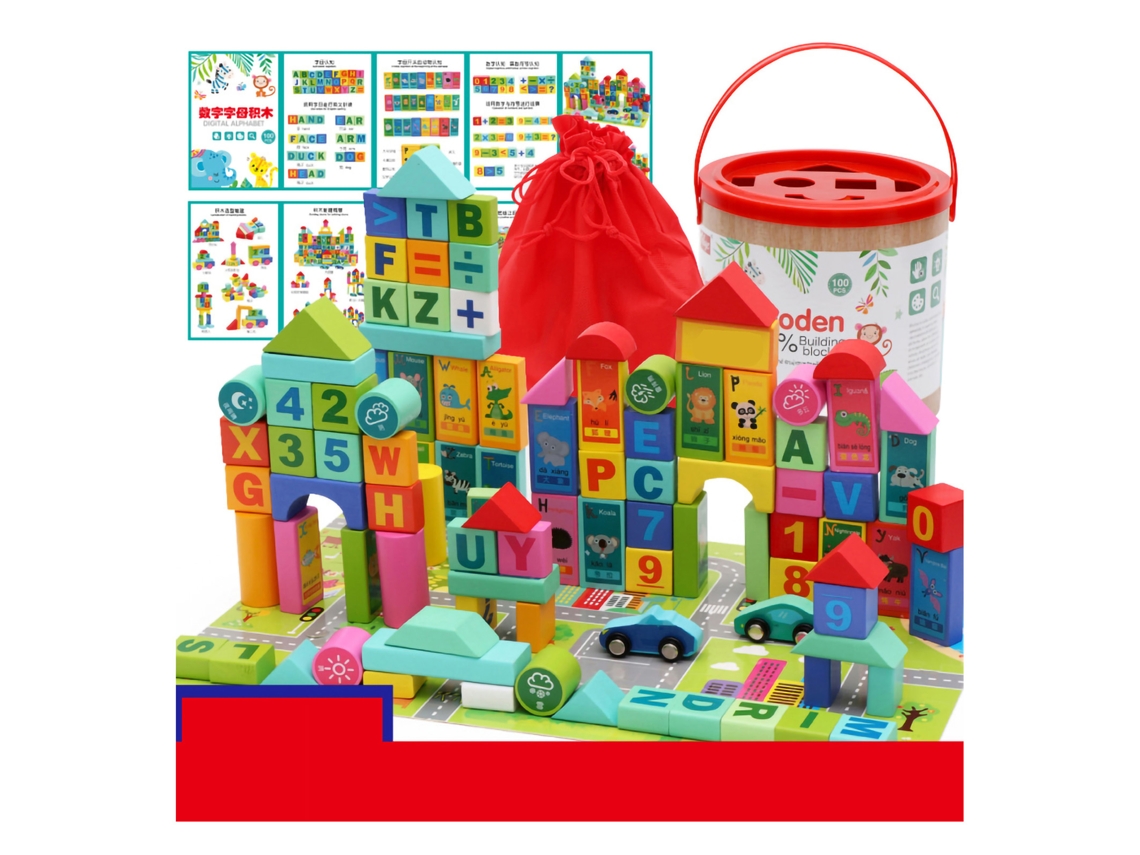 Bloques De Construcción De Madera Coloridos Con Letras Y Números, Juguete Para Niños Y Niñas, 100 Piezas