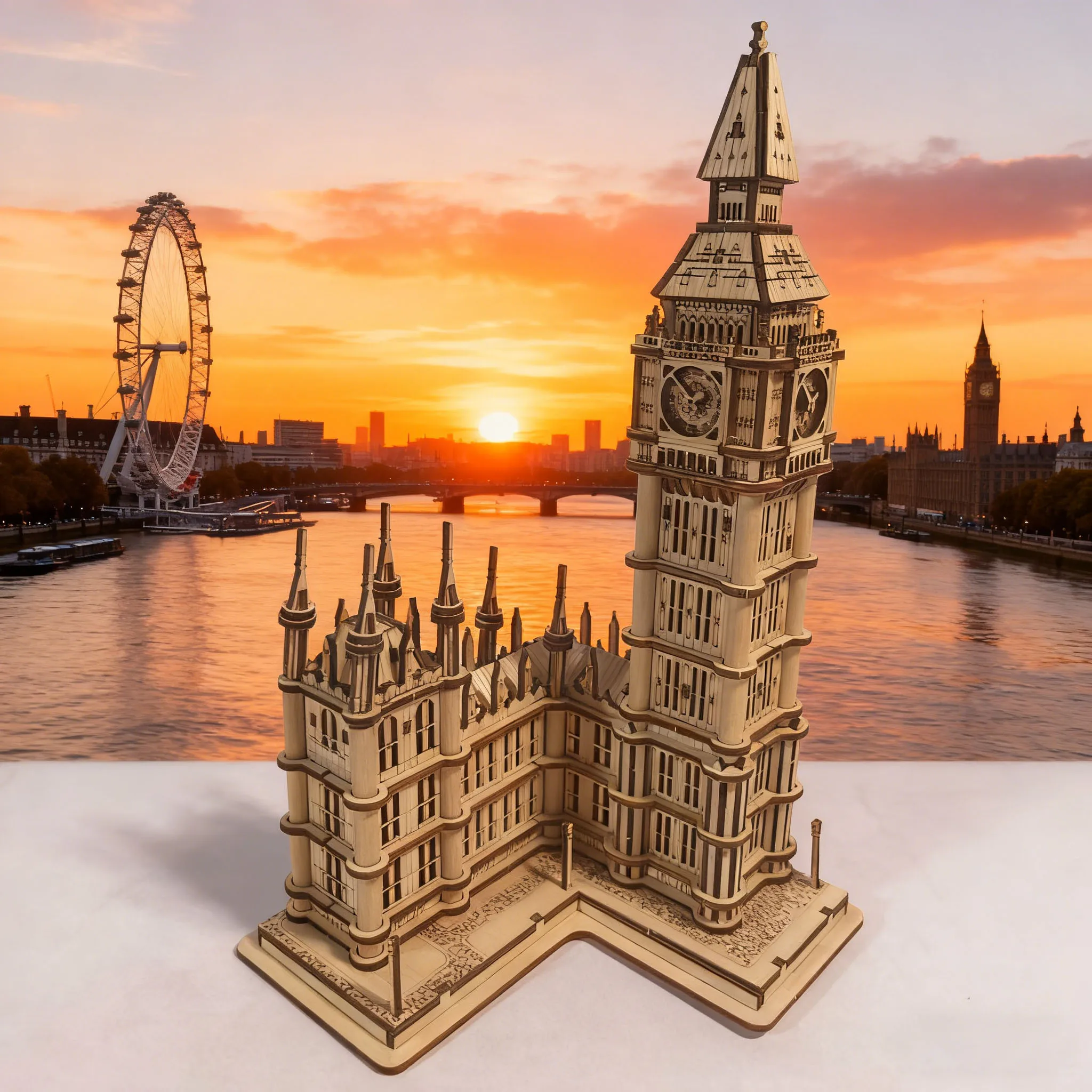 Kit De Montaje De Rompecabezas 3d De Madera Para Armar Una Maqueta Del Big Ben.
