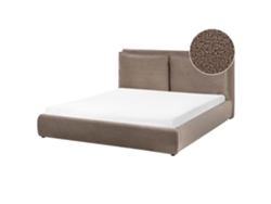 Cama De Matrimonio Beliani Bajonna De Bouclé Marrón 160x200