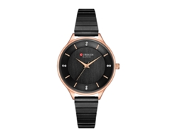 Reloj De Pulsera Con Correa De Acero Inoxidable (negro), Elegante Reloj De Cuarzo Resistente Al Agua Para Mujer, Estilo Casual.