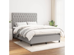 Cama Box Spring Con Colchón Tela Gris Claro 140x190 Cm