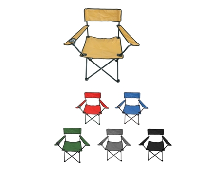 Silla de Camping Plegable Con Portavasos Metal Y Lona 80X80X49 Cm Crema JARDIN202