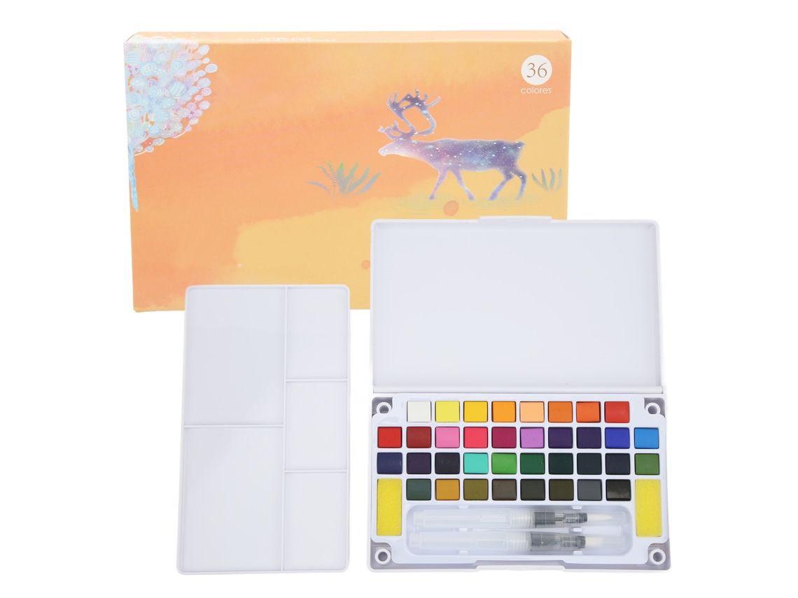 Conjunto de Acuarela Sólida 36 Cores Portátil Pigmento Vívido Resistente À Degradação Kit de Pintura