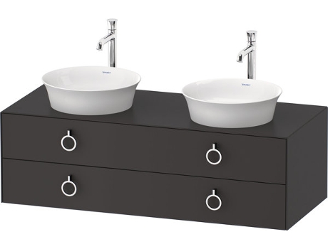 DURAVIT Tulip blanco, mueble de baño colgado en la pared, ancho 1300 x profundidad 550mm, con 2 cajones, con tirador, WT4993B