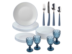 Vajilla Blanca 12 Piezas 4 Vasos Set 16 Cubiertos San Ignacio (250 ml)