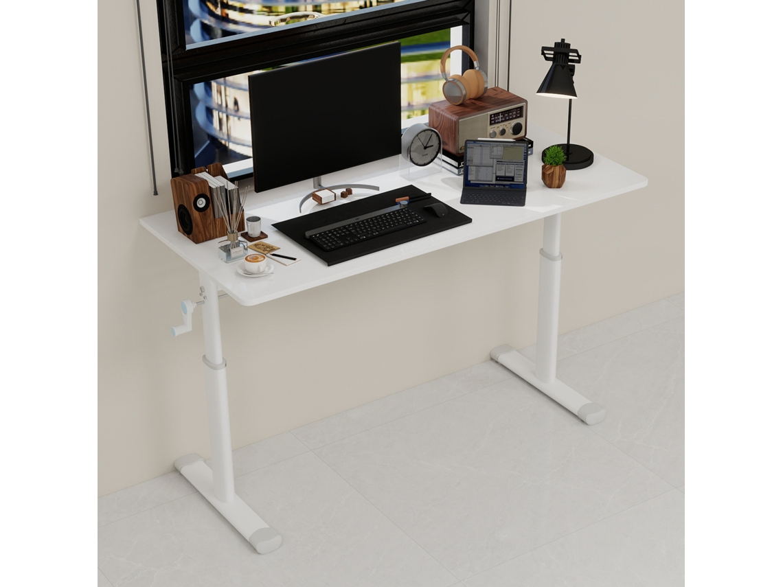 Escritorio Ajustable 120x60 Cm - Multifuncional Altura Regulable, Compacto - Blanco
