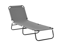 Espreguiçadeira Dobrável 5 Posições Jardim Piscina Camping 188x56x28cm Cinza