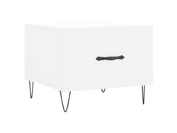 Mesa de centro con cajón, diseño moderno y contemporáneo, 50 x 50 x 40 cm, madera industrializada blanca y hierro, Dec037883