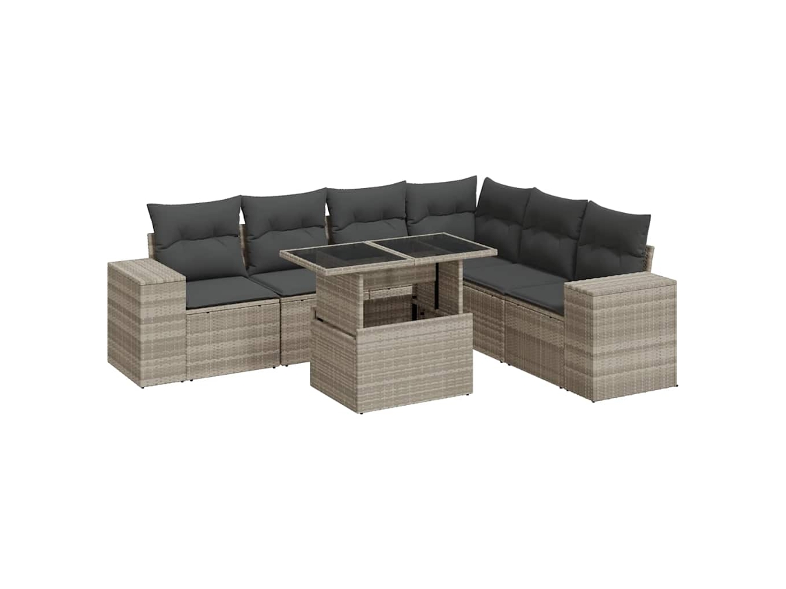 Conjunto 7 De Sofás Para Jardín VIDAXL Gris Poli Ratán