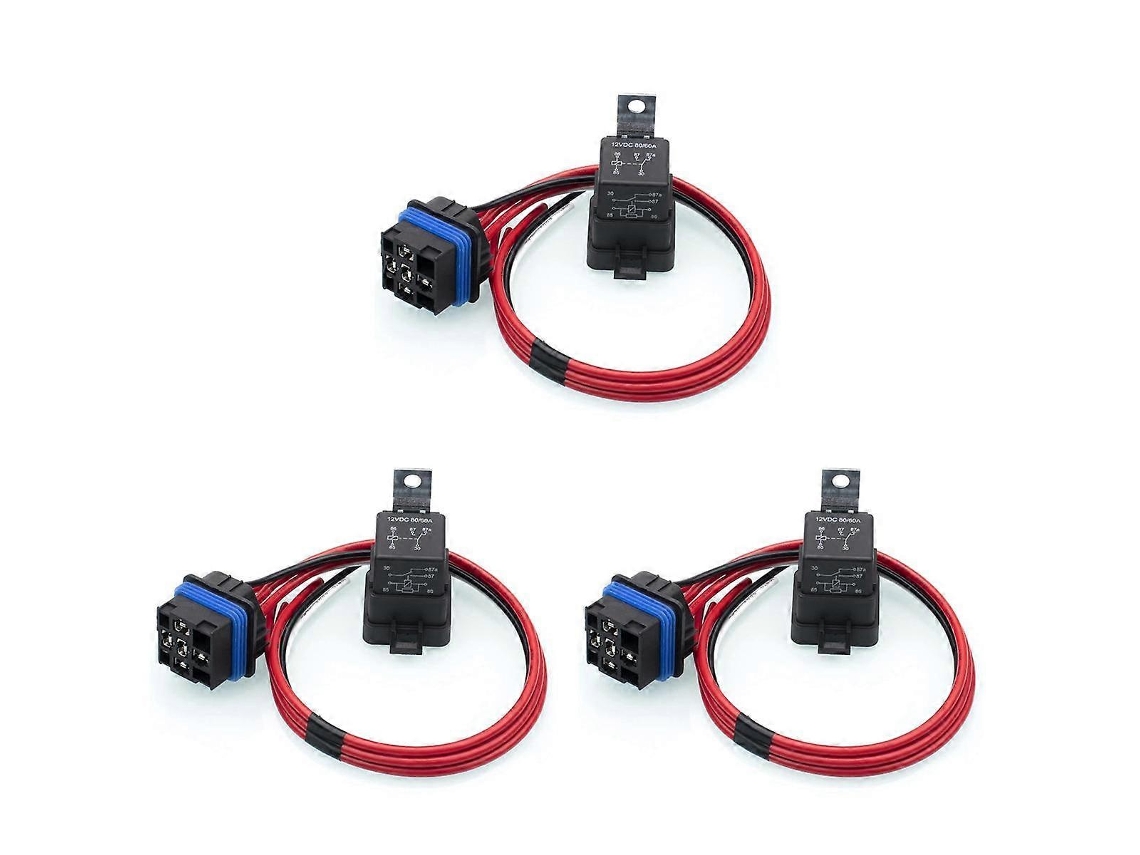 Relé Automotriz Impermeable 12v 60/80a 5-pin Con Cable 12 Awg Para Luces Y Accesorios Off Road (3 Unidades) Como Se Muestra