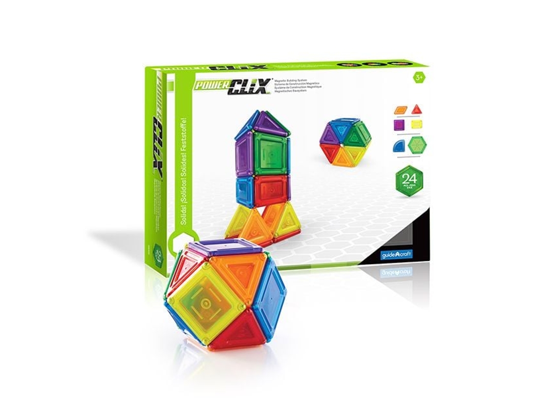 Juego de construcción sólida Guidecraft Powerclix con 24 piezas coloridas