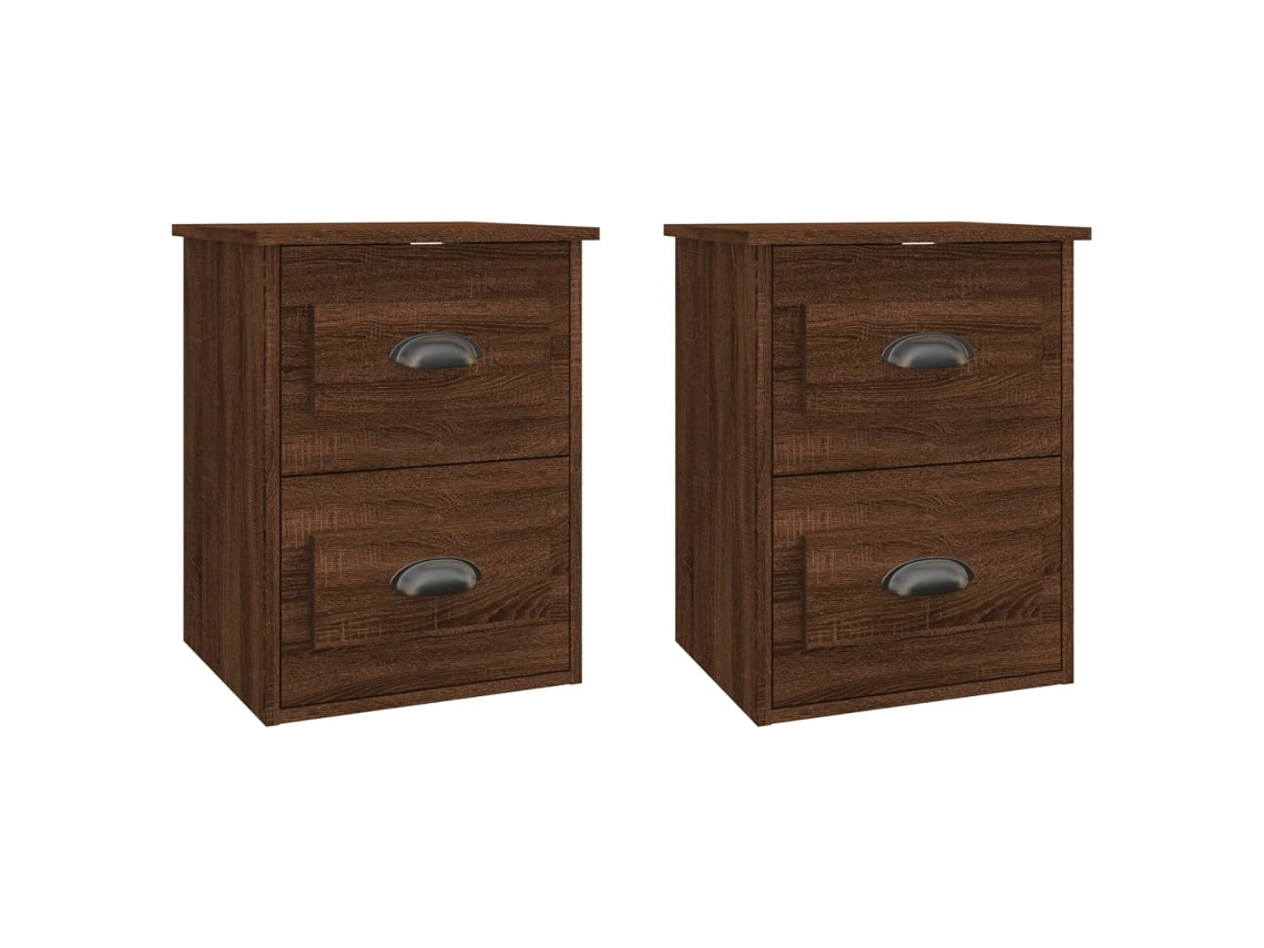 Juego de mesitas de noche de pared, roble marrón, MAISON EXCLUSIVE, 41,5 x 36 x 53 cm