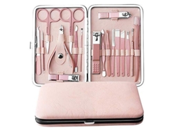 Kit De Manicura Y Pedicura 18 En 1 De Acero Inoxidable Con Tijeras Para El Cabello Y Bolsa De Cuero Portátil.