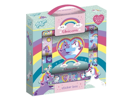Totum Unicorn Sticker Box 12R+2S+Bkl Pegatina para niños