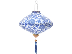 Farol decorativo con delicado diseño artístico, elegante decoración para exteriores, pieza de seda azul, para uso doméstico, GOKOCO