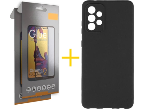 Kit Funda + 2 Protectores de Pantalla Samsung Galaxy A52 4G SKYHE Full (Negro)