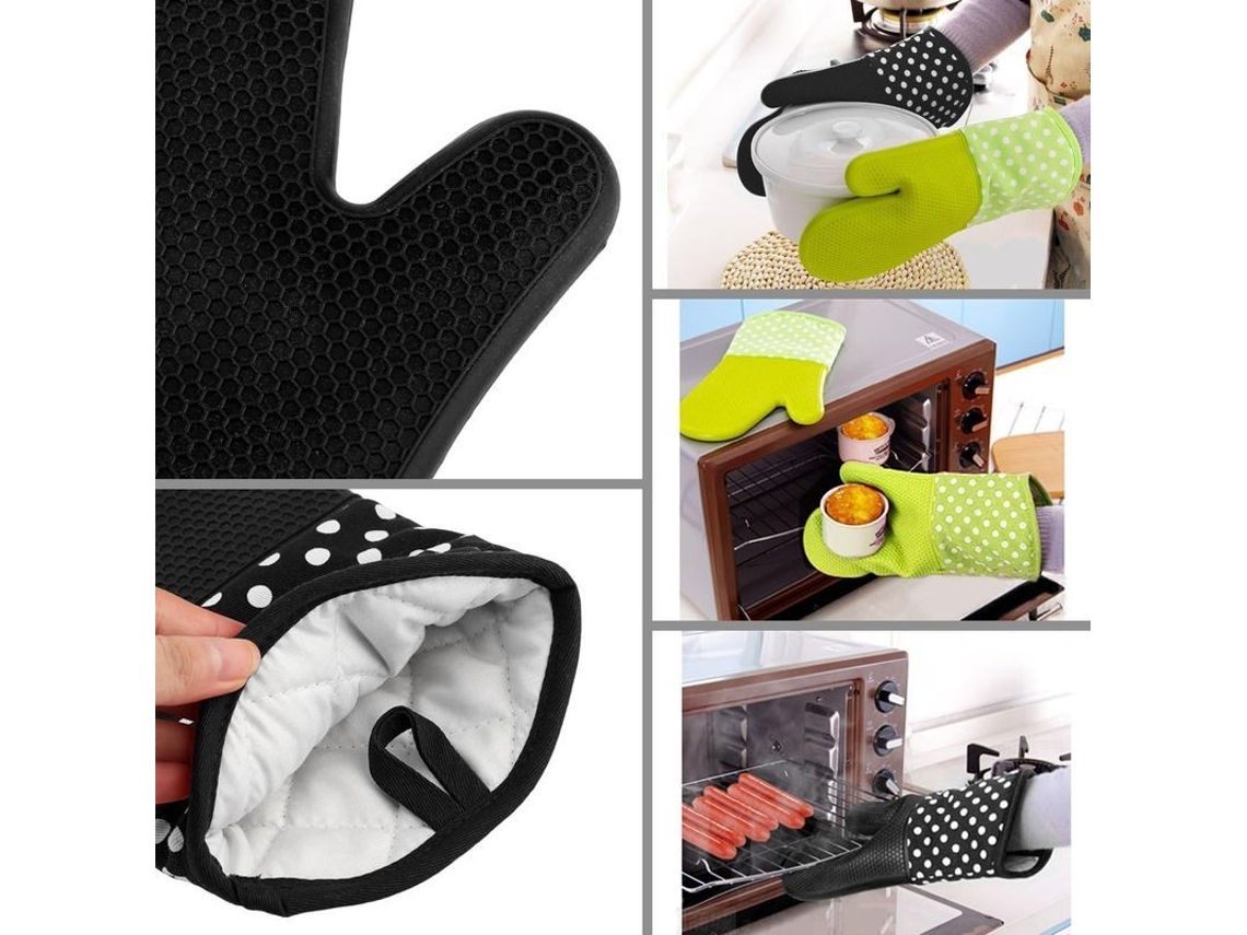2026-guante Resistente Al Calor De Silicona, Antideslizante, Ideal Para Horno Y Barbacoa, Set De 2 Piezas (negro)