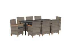 Maison Exclusive - Conjunto De Comedor De Jardín 9 Pcs Gris Ratán Sintético