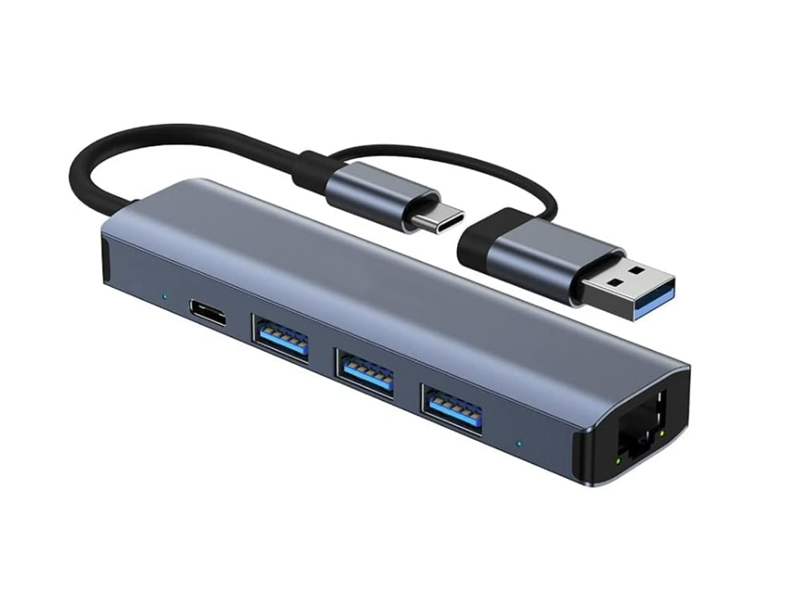 Concentrador Usb-c Con Adaptador Ethernet, Divisor Usb-c 3.0, Estación De Acoplamiento Usb Delgada 5 En 1 Con 3 Puertos Para Portátil Macbook Pro*