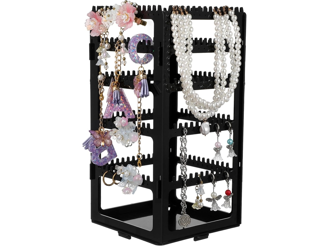 Soporte De Exhibición De Pendientes Multicapa De Acrílico Negro Con Gran Capacidad.