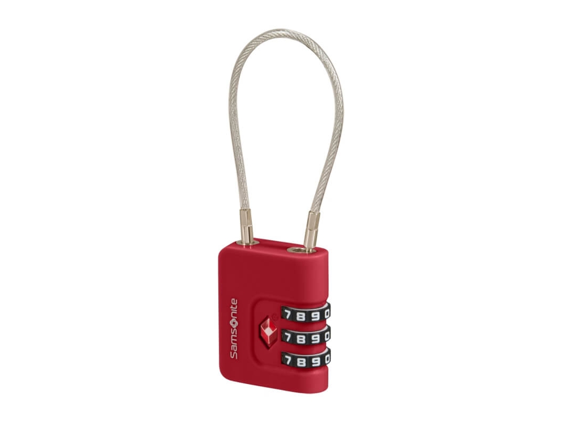 Candado Samsonite TSA Revolution de 3 dígitos con cable, rojo