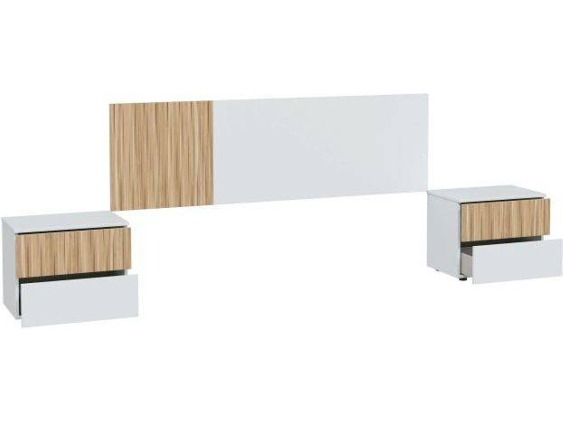Cabecero Mesitas Ethna Artik DUEHOME ABS Melamina Blanco (166x50x3cm)