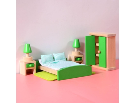 Casa de Muñecas En Miniatura Muebles de Madera Modelo Jugar Juguete Dormitorio B