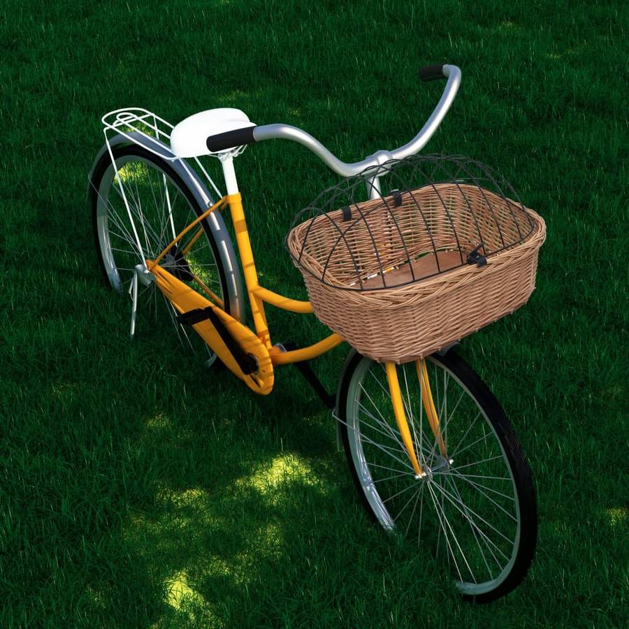 Cesta Delantera Bicicleta con tapa sauce natural 50x45x35 cm vidaxl