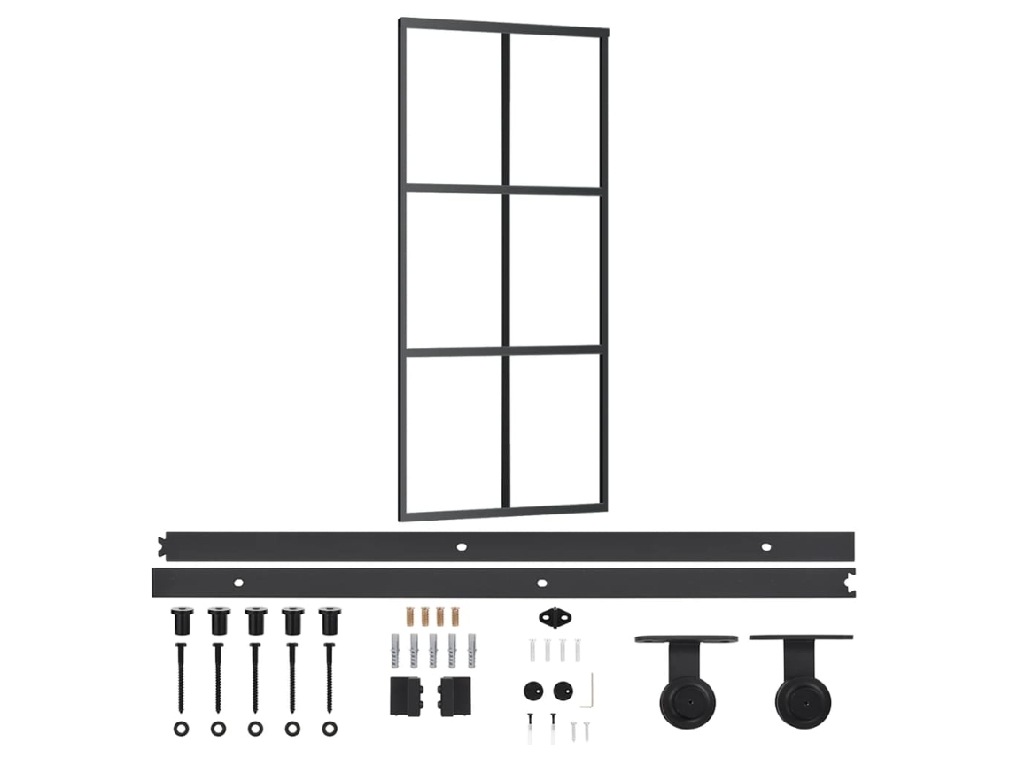 Puerta corredera VIDAXL Negro Aluminio (90x205cm)