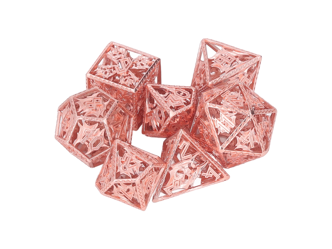 Juego De 7 Dados Poliédricos Huecos De Latón Para Juegos De Mesa De Rol Y Enseñanza De Matemáticas.