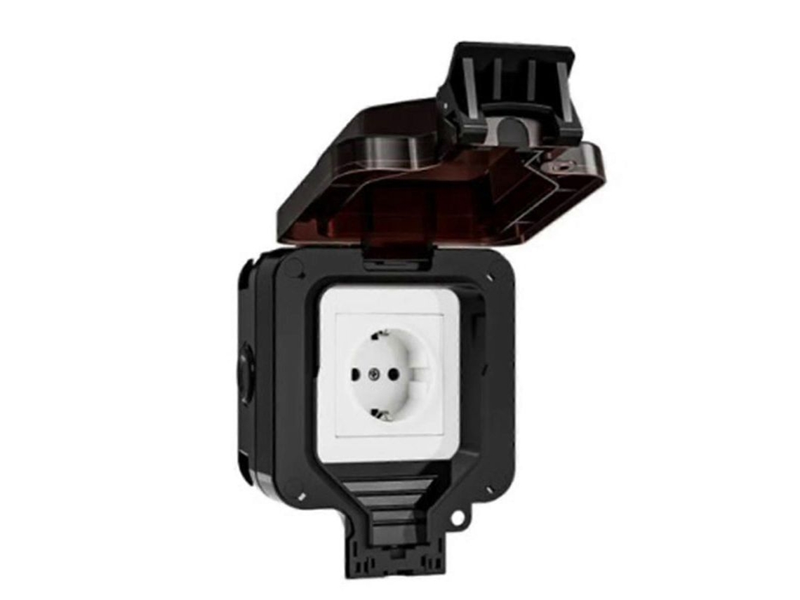 Enchufe De Pared Negro Impermeable Ip66 De 220 V Con Interruptor Integrado, Conexión Europea, Para Electrodomésticos Residenciales.