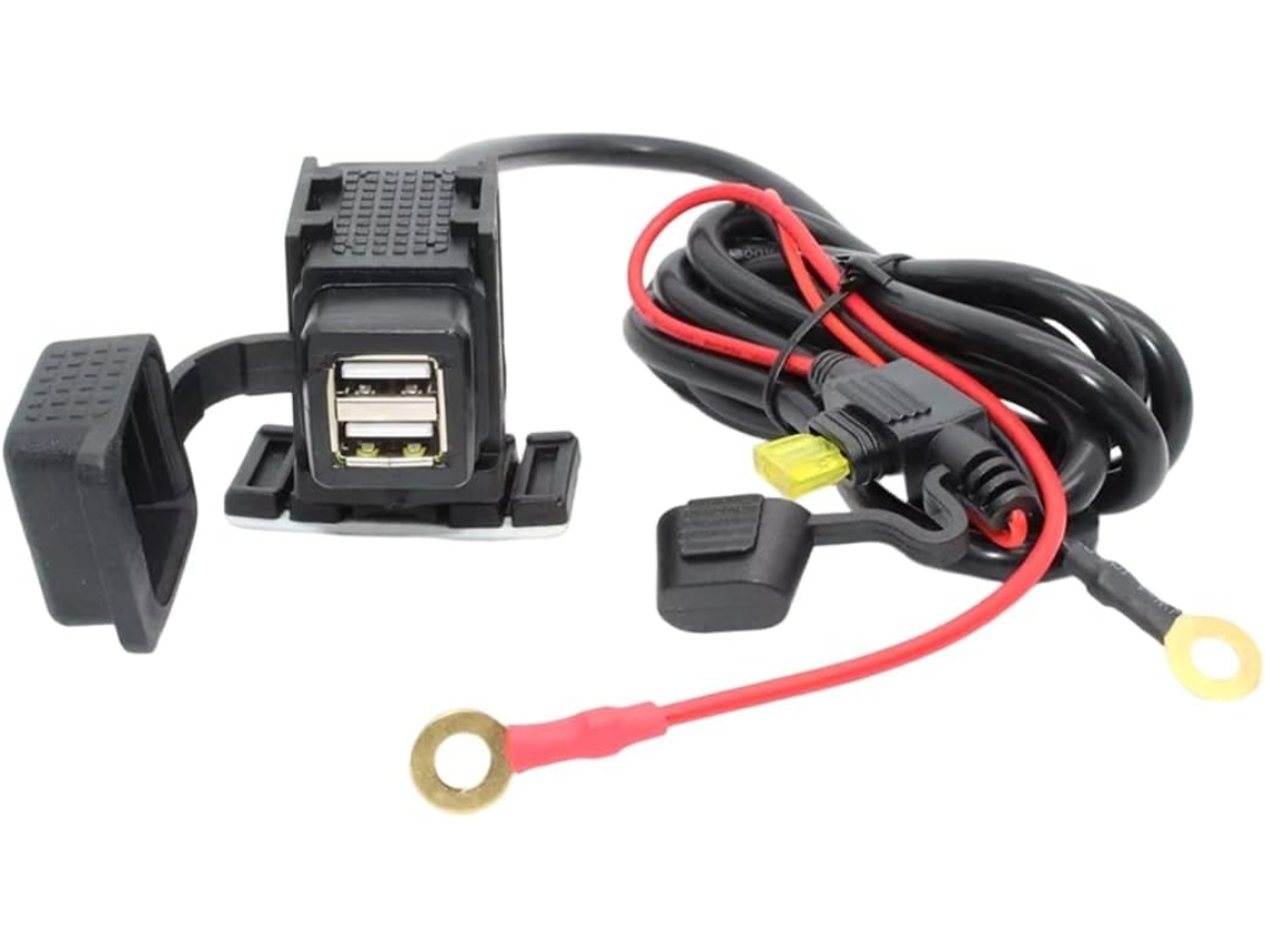 Kit De Cargador Usb Impermeable Para Motocicleta, Compatible Con Smartphones Y Tablets, 4.2a, Doble Puerto.