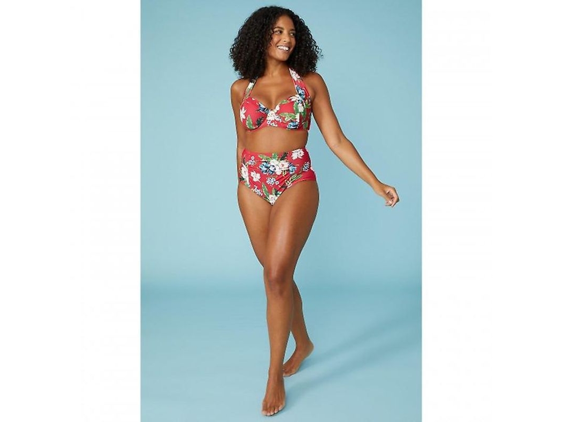 2026-top De Bikini Floral Para Mujer Sin Remate, Cuello Halter, Cierre Hebilla Y Cordón, Estilo Balcón