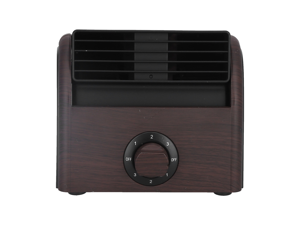 Mini ventilador sin aspas, marrón, 3 velocidades, silencioso