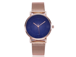 Reloj De Pulsera De Cuarzo Para Mujer Vansvar Con Elegante Brazalete De Malla Azul.