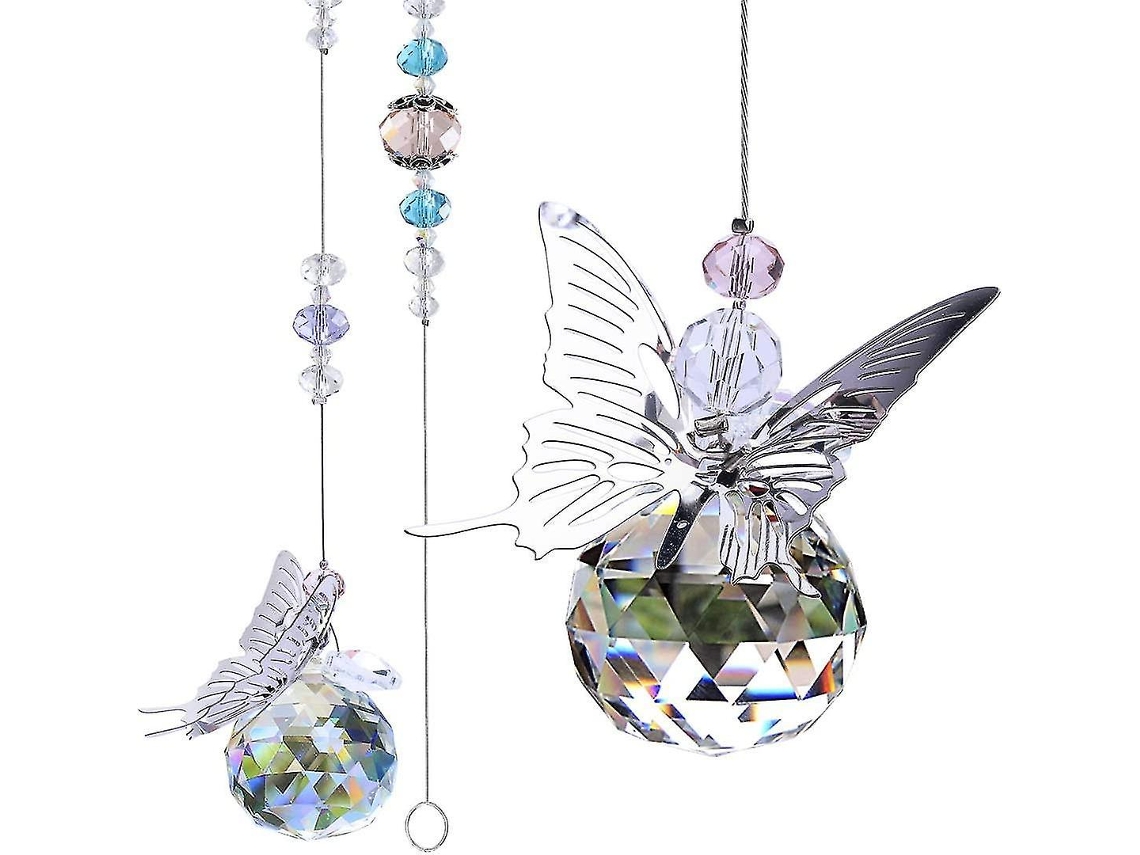 Bola de cristal prisma arcoíris de 30 mm para colgar en ventanas, jardines, con mariposas y decoración del hogar.