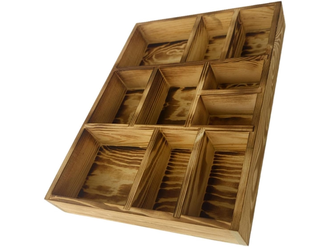 Caja De Almacenamiento De Joyas De Madera Con 10 Compartimentos, Fácil De Abrir Y Cerrar, Para