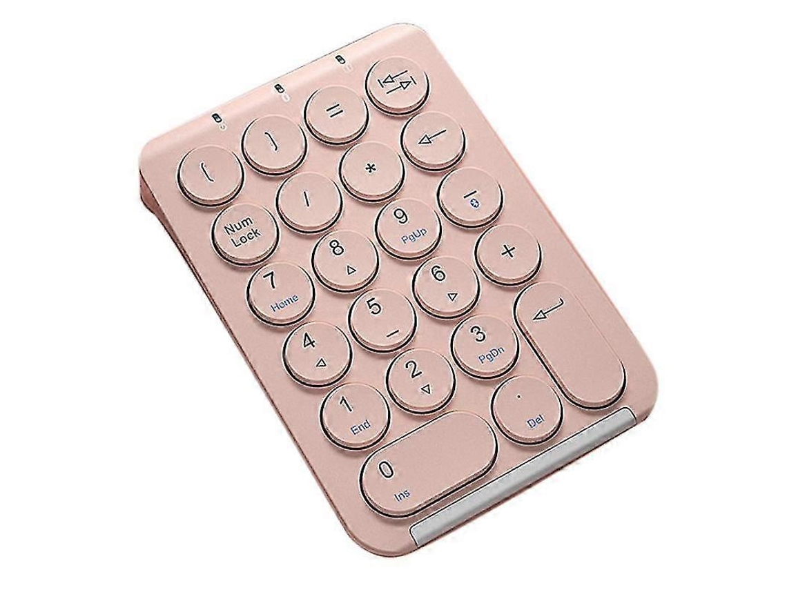 Teclado numérico inalámbrico Bluetooth Everley891 con 22 teclas redondas y teclado numérico recargable (rosa)