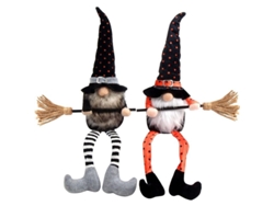 Decoración De Gnomo De Peluche De Halloween, 2 Piezas, Muñeco Sin Rostro Con Escoba Hecha A Mano.