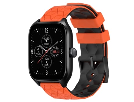 Correa Smartwatch para Amazfit GTS 4 20mm Textura Fútbol Correa de Silicona Bicolor (Naranja + Negro)