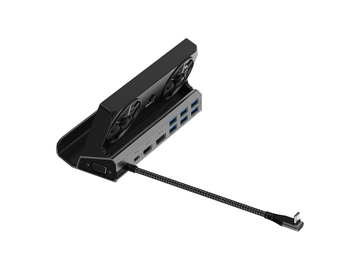 Estación de acoplamiento Yizhood 11 en 1 Gigabit Ethernet 1000Mbps Tipo C USB 3.0 2.0 USB C PD 100W RJ45 para ROG Ally Game Negro