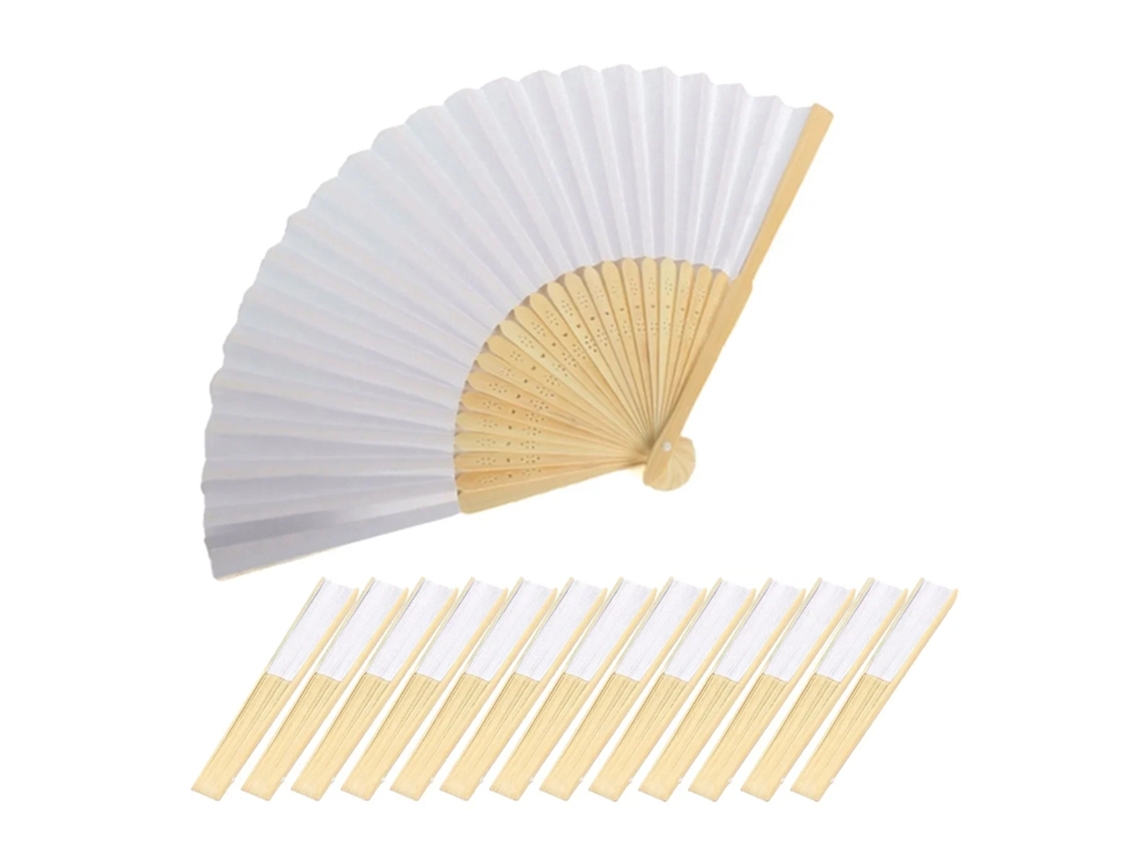 40 abanicos plegables de bambú para caligrafía, para adultos y niños, para practicar pintura, abanico plegable blanco para regalo de boda Mdug