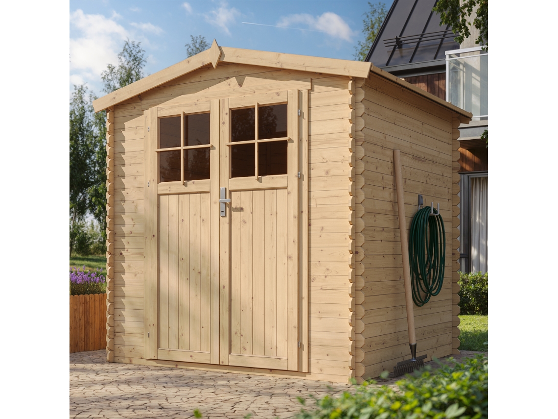 Caseta de Jardín de Madera TIMBELA M343F + M343G Puerta con Cerradura (3,53 M² - 3,53 M² )