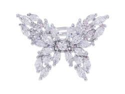 Anillo De Mariposa Con Cristales Brillantes Ajustable Para Mujer Regalo De Compromiso