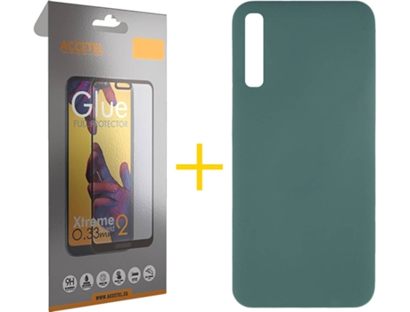 Kit Funda + Protector de Pantalla Samsung Galaxy A50 ACCETEL Full Silicona Líquida (Verde)