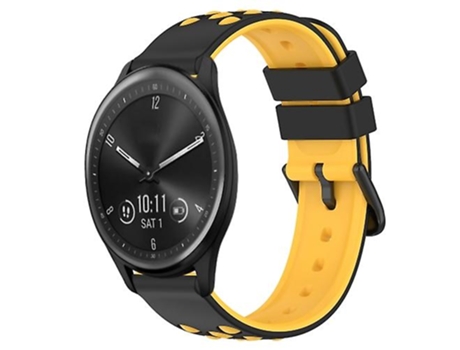 Correa para Garmin Vivomove Sport 20mm Correa de reloj de silicona porosa bicolor Negro-Amarillo VENISYMLIS