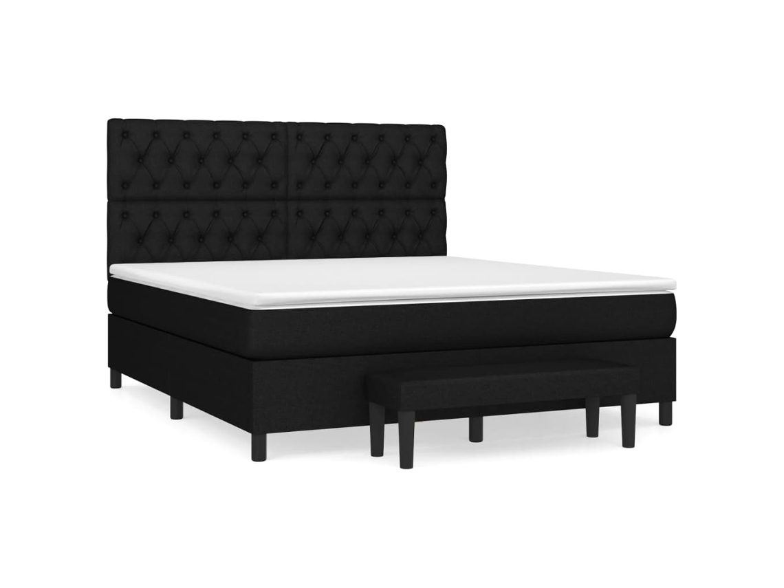Maison Exclusive - Cama Box Spring Con Colchón Tela Negro 160x200 Cm