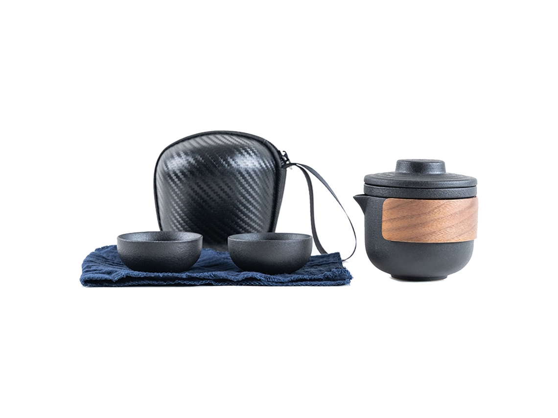 Juego De Té Portátil De Cerámica Antiquemaduras Con Infusor Y 2 Tazas Para Viajes Y Acampadas.