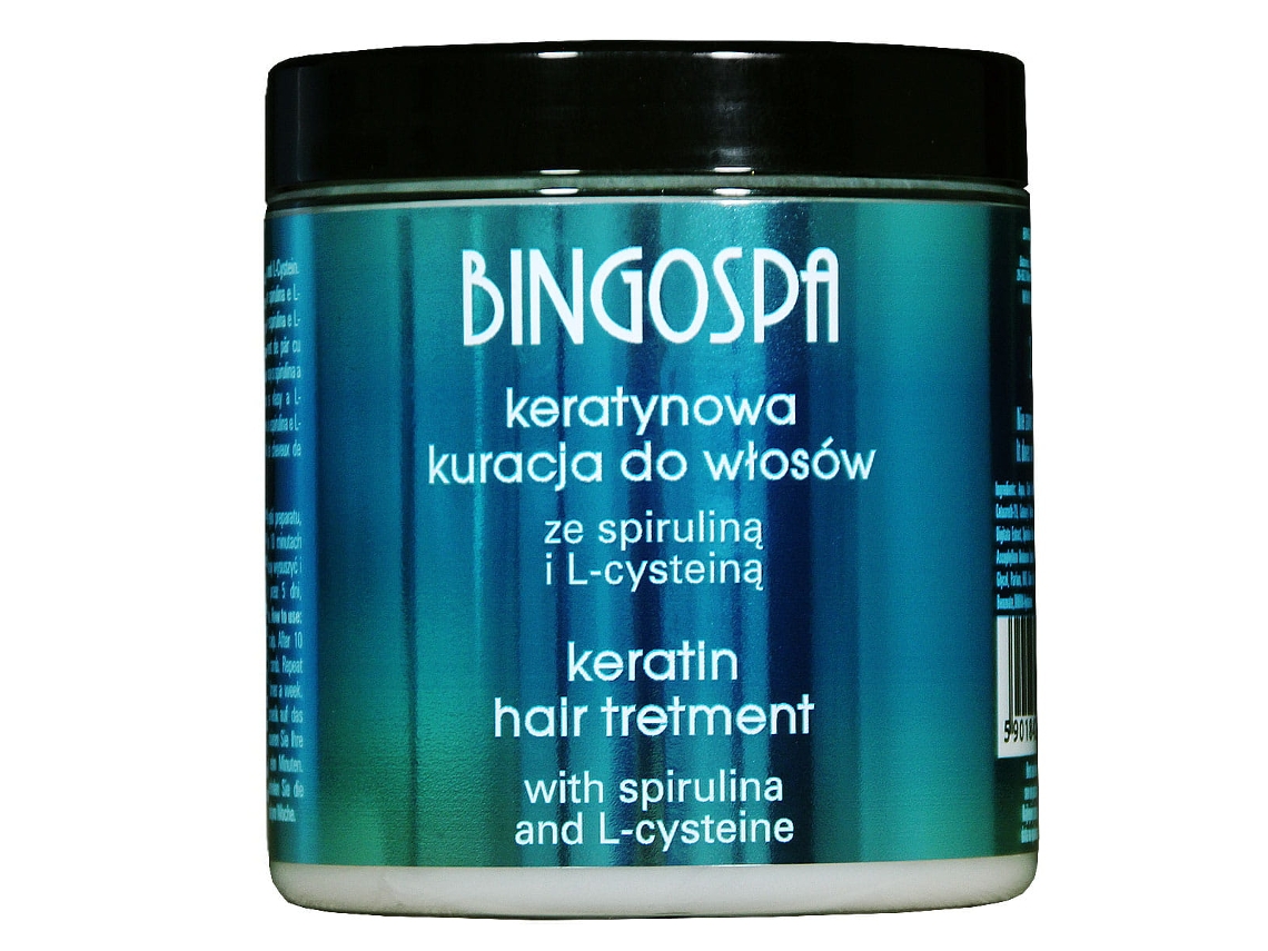 Reparación capilar avanzada de queratina y espirulina con L-cisteína, 250 g Bingospa